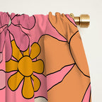 Groovy Pink Retro Garden Flowers 60s 70s Floral Pattern Window Curtain Gallery Image 2