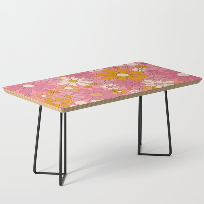 Groovy Pink Retro Garden Flowers 60s 70s Floral Pattern Coffee Table Gallery Image 1