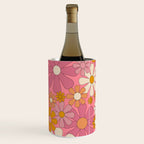 Groovy Pink Retro Garden Flowers 60s 70s Floral Pattern Wine Chiller Gallery Image 2