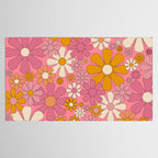 Groovy Pink Retro Garden Flowers 60s 70s Floral Pattern Tablecloth Gallery Image 2