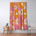 Groovy Pink Retro Garden Flowers 60s 70s Floral Pattern Window Curtain Gallery Image 5