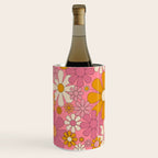 Groovy Pink Retro Garden Flowers 60s 70s Floral Pattern Wine Chiller Gallery Image 1