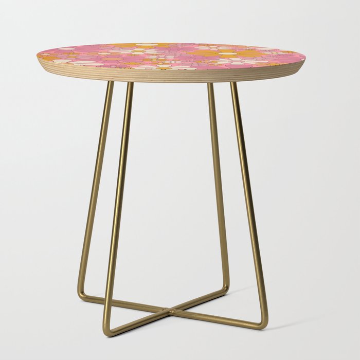 Groovy Pink Retro Garden Flowers 60s 70s Floral Pattern Side Table Gallery Image 1