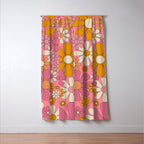 Groovy Pink Retro Garden Flowers 60s 70s Floral Pattern Window Curtain Gallery Image 3