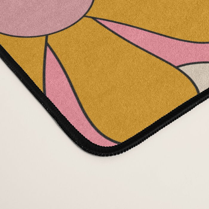 Groovy Pink Retro Garden Flowers 60s 70s Floral Pattern Desk Mat Gallery Image 4