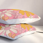 Groovy Pink Retro Garden Flowers 60s 70s Floral Pattern Pillow Sham Gallery Image 3