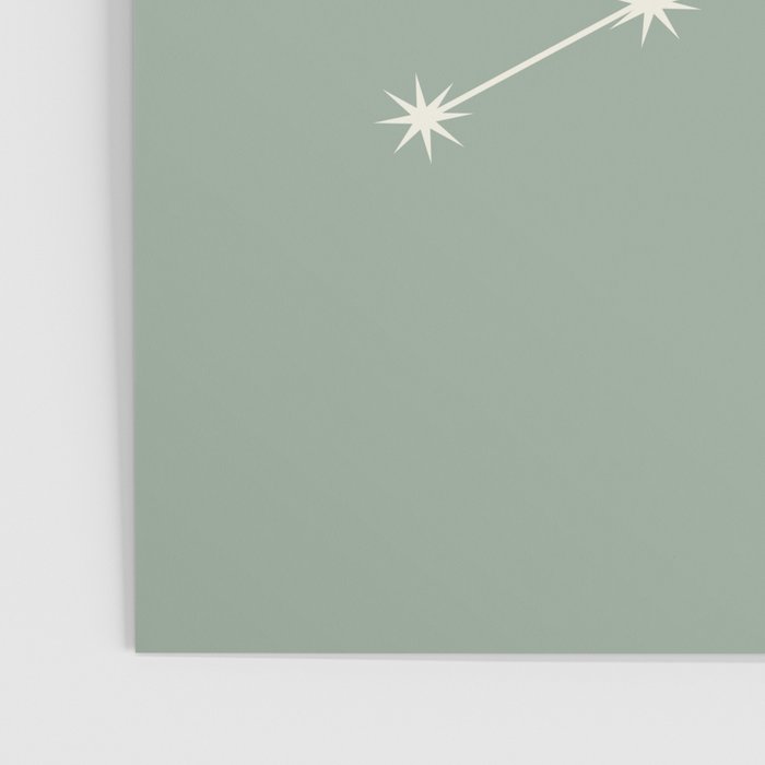 Virgo Zodiac Star Constellation Line Art Soft Sage Poster Gallery Image 3