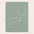 Virgo Zodiac Star Constellation Line Art Soft Sage Poster Gallery Image 4