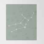 Virgo Zodiac Star Constellation Line Art Soft Sage Throw Blanket Gallery Image 2