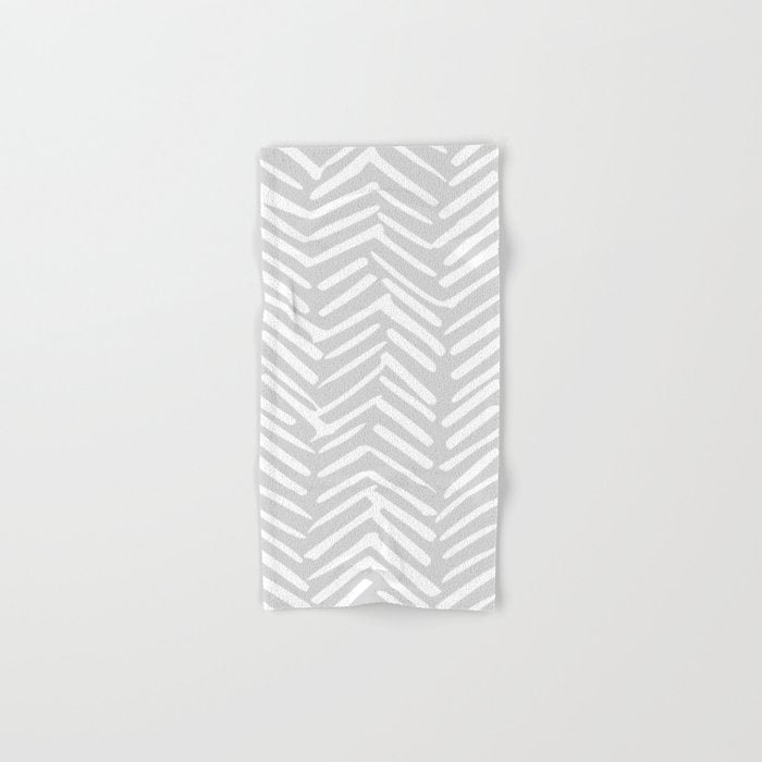 Abstract Herringbone, Striped Pattern, Gray and White Bath Towel Gallery Image 1