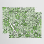 Retro Garden 60s 70s Lime Green Floral Gingham Flowers Pattern Placemat Gallery Image 1