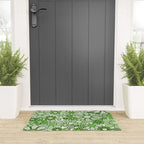 Retro Garden 60s 70s Lime Green Floral Gingham Flowers Pattern Welcome Mat Gallery Image 3
