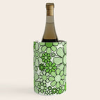 Retro Garden 60s 70s Lime Green Floral Gingham Flowers Pattern Wine Chiller Gallery Image 1