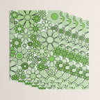 Retro Garden 60s 70s Lime Green Floral Gingham Flowers Pattern Wrapping Paper Gallery Image 3