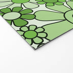 Retro Garden 60s 70s Lime Green Floral Gingham Flowers Pattern Welcome Mat Gallery Image 2