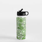 Retro Garden 60s 70s Lime Green Floral Gingham Flowers Pattern Water Bottle Gallery Image 1