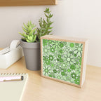 Retro Garden 60s 70s Lime Green Floral Gingham Flowers Pattern Mini Art Print Gallery Image 2
