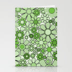 Retro Garden 60s 70s Lime Green Floral Gingham Flowers Pattern Stationery Card Gallery Image 2