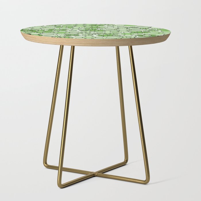 Retro Garden 60s 70s Lime Green Floral Gingham Flowers Pattern Side Table Gallery Image 1