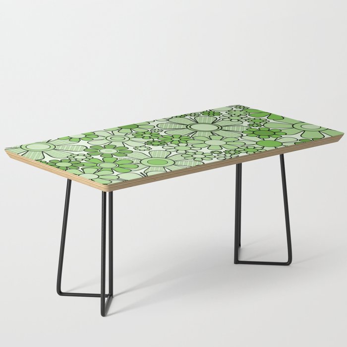 Retro Garden 60s 70s Lime Green Floral Gingham Flowers Pattern Coffee Table Gallery Image 1
