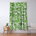 Retro Garden 60s 70s Lime Green Floral Gingham Flowers Pattern Window Curtain Gallery Image 5