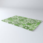 Retro Garden 60s 70s Lime Green Floral Gingham Flowers Pattern Rug Gallery Image 3