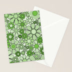 Retro Garden 60s 70s Lime Green Floral Gingham Flowers Pattern Stationery Card Gallery Image 2