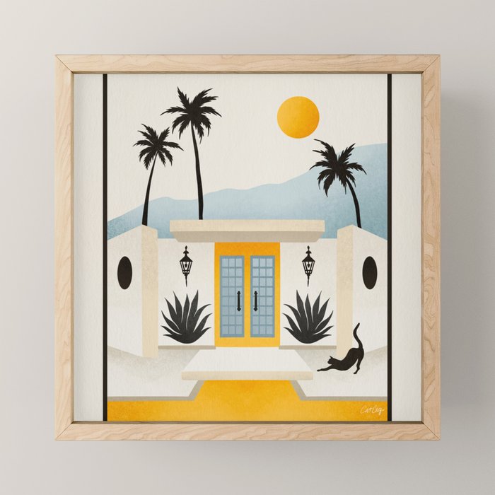 Palm Springs Home â Yellow & Blue Mini Art Print Gallery Image 1