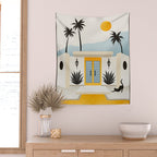 Palm Springs Home â Yellow & Blue Wall Tapestry Gallery Image 2