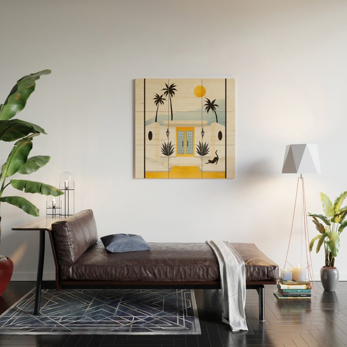 Palm Springs Home â Yellow & Blue Wood Wall Art Gallery Image 2