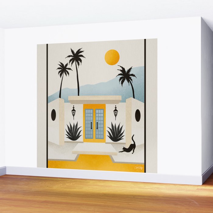 Palm Springs Home â Yellow & Blue Wall Mural Gallery Image 2