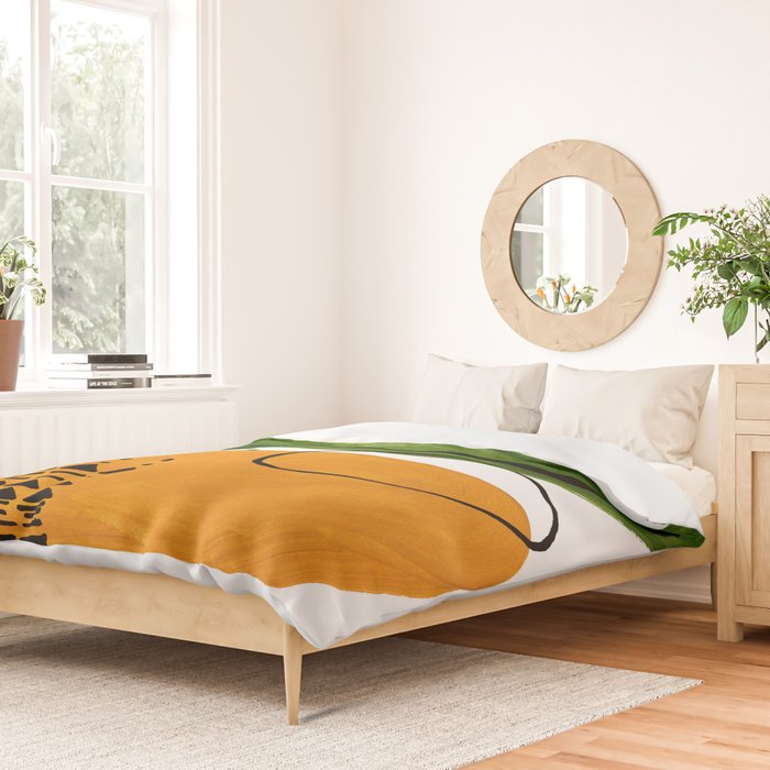 Modern Mid Century Fun Colorful Abstract Minimalist Painting Olive Green Yellow Ochre Buns Duvet Cover Gallery Image 2