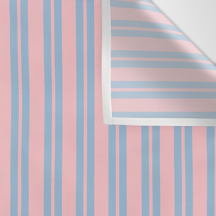 Baby Blue and Pastel Pink Classic Double Stripe Vertical Pattern Wall Tapestry Gallery Image 3