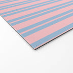 Baby Blue and Pastel Pink Classic Double Stripe Vertical Pattern Welcome Mat Gallery Image 2