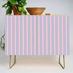 Baby Blue and Pastel Pink Classic Double Stripe Vertical Pattern Credenza Gallery Image 1