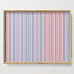Baby Blue and Pastel Pink Classic Double Stripe Vertical Pattern Serving Tray Gallery Image 1