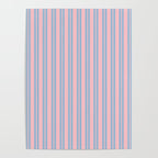 Baby Blue and Pastel Pink Classic Double Stripe Vertical Pattern Poster Gallery Image 4