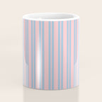 Baby Blue and Pastel Pink Classic Double Stripe Vertical Pattern Coffee Mug Gallery Image 4