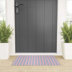 Baby Blue and Pastel Pink Classic Double Stripe Vertical Pattern Welcome Mat Gallery Image 3