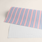 Baby Blue and Pastel Pink Classic Double Stripe Vertical Pattern Wrapping Paper Gallery Image 2