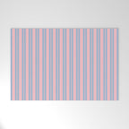 Baby Blue and Pastel Pink Classic Double Stripe Vertical Pattern Welcome Mat Gallery Image 1