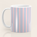 Baby Blue and Pastel Pink Classic Double Stripe Vertical Pattern Coffee Mug Gallery Image 3