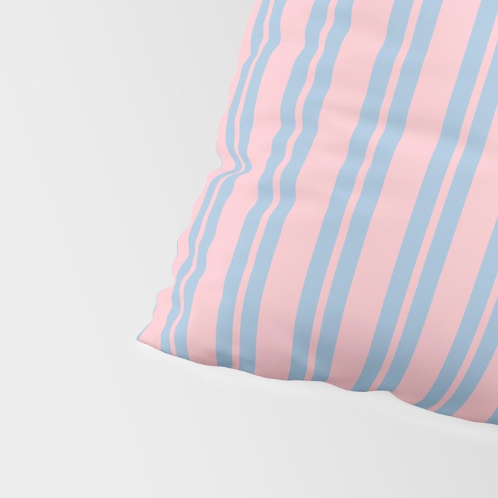 Baby Blue and Pastel Pink Classic Double Stripe Vertical Pattern Pillow Sham Gallery Image 4