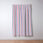 Baby Blue and Pastel Pink Classic Double Stripe Vertical Pattern Window Curtain Gallery Image 3