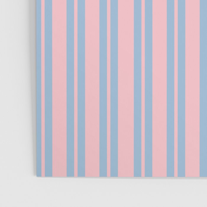 Baby Blue and Pastel Pink Classic Double Stripe Vertical Pattern Poster Gallery Image 3