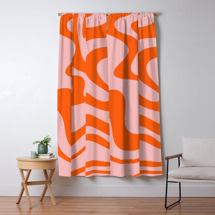 Groovy Retro Liquid Swirl Abstract Orange and Pink Pattern 3 Window Curtain Gallery Image 5