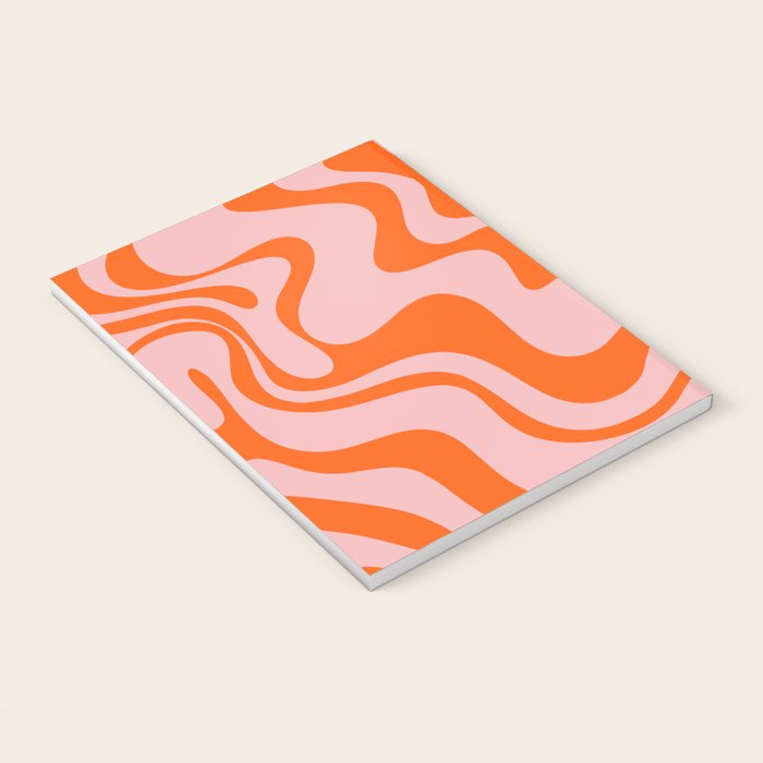 Groovy Retro Liquid Swirl Abstract Orange and Pink Pattern 3 Notebook Gallery Image 3