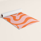 Groovy Retro Liquid Swirl Abstract Orange and Pink Pattern 3 Yoga Mat Gallery Image 2