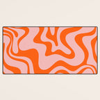 Groovy Retro Liquid Swirl Abstract Orange and Pink Pattern 3 Desk Mat Gallery Image 3