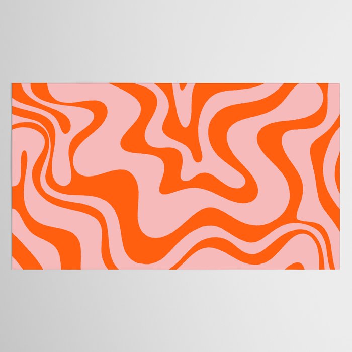 Groovy Retro Liquid Swirl Abstract Orange and Pink Pattern 3 Tablecloth Gallery Image 2